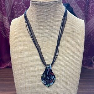 Elegant Multicolor Glass Swirl Pendant Necklace